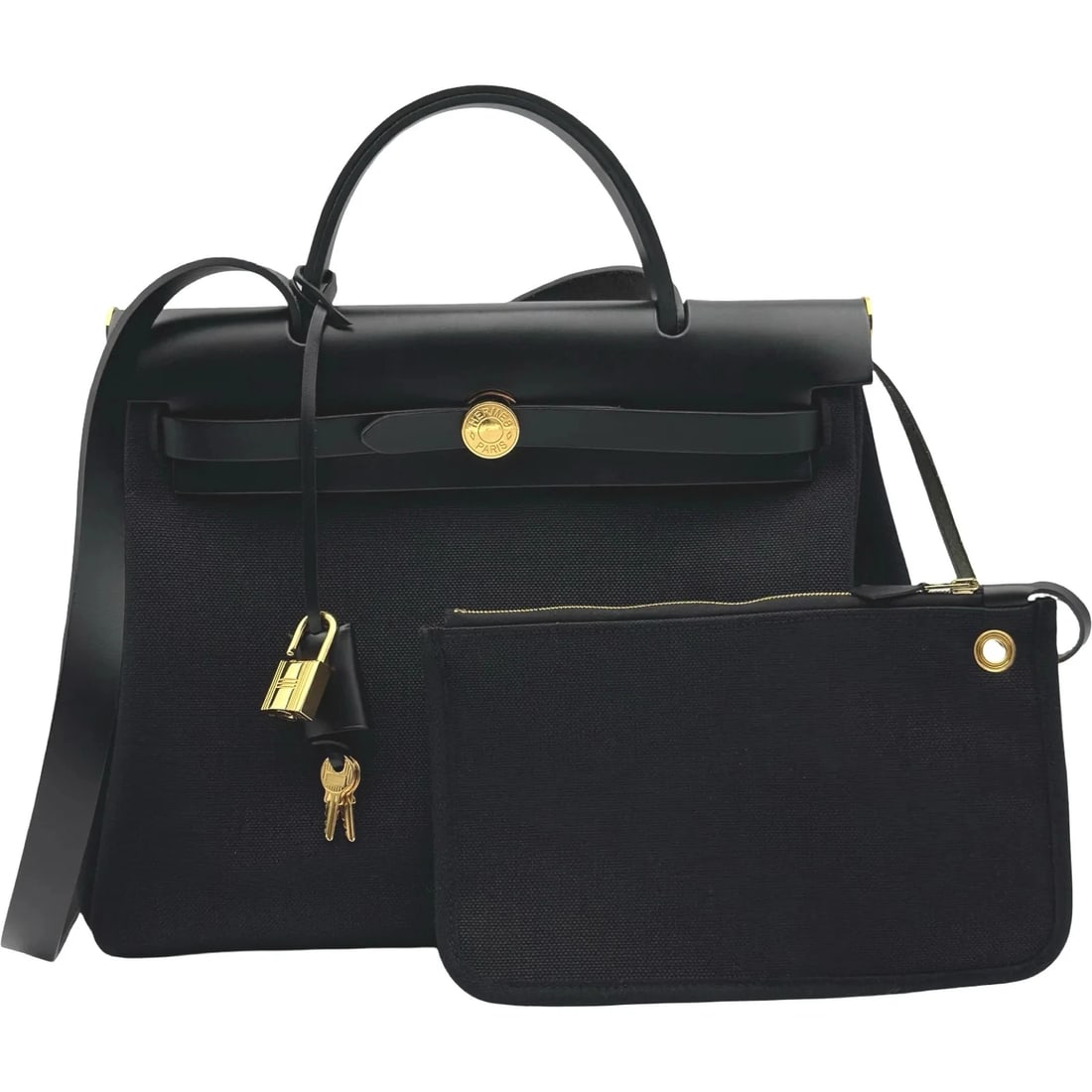 HERMES HERBAG ZIP PM B BLACK GHW TOILE SHOULDER BAG: HERMES Herbag Zip PM B Black GHW Toile Shoulder Bag Brand: HERMES Type/Style: Handbag Material: Toile/Hunter Color: Black / GD Hardware Size: W: 30cm / H: 25cm / D: 10cm Accessories: None Accessories