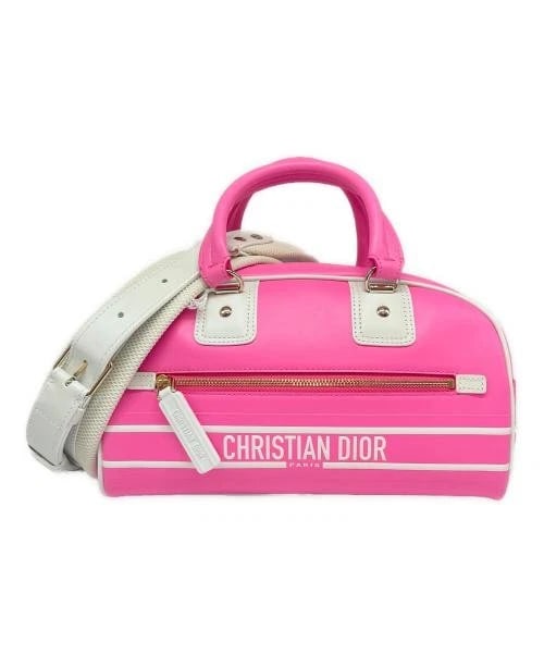 CHRISTIAN DIOR VIBE SMALL BOWLING BAG: Christian Dior Vibe Small Bowling Bag Brand: Christian Dior Type/Style: Handbag Material: Leather Color: Shocking Pink Size: H:14.0cm / W:25.0cm / D:11.0cm Accessories: None Accessories Notice: When