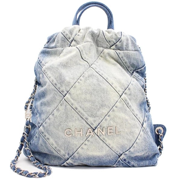 CHANEL CHANEL22 DENIM BLUE BACKPACK: Chanel CHANEL22 Denim Blue Backpack Brand: Chanel Type/Style: Handbag Material: Denim Color: Blue Size: W:30cm ? H:33cm ? D:10cm Accessories: None Accessories Notice: When purchasing pre-o