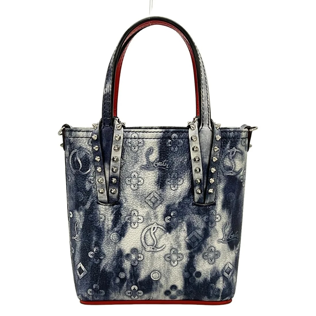 CHRISTIAN LOUBOUTIN GRAY RED LEATHER RUBBER TOTE BAG (1 of 7)