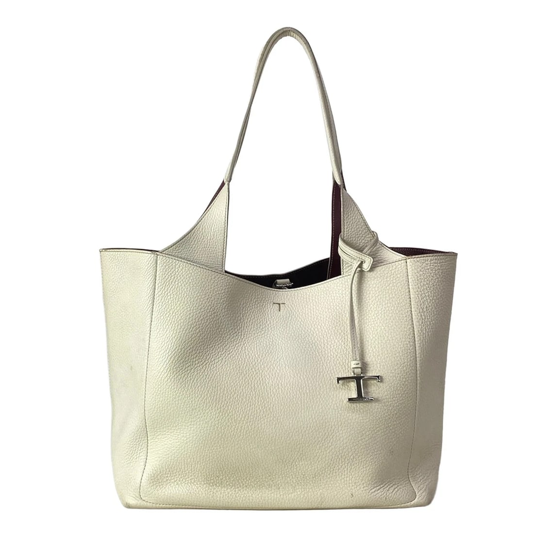 TOD'S T TIMELESS CREAM LEATHER TOTE BAG (1 of 9)