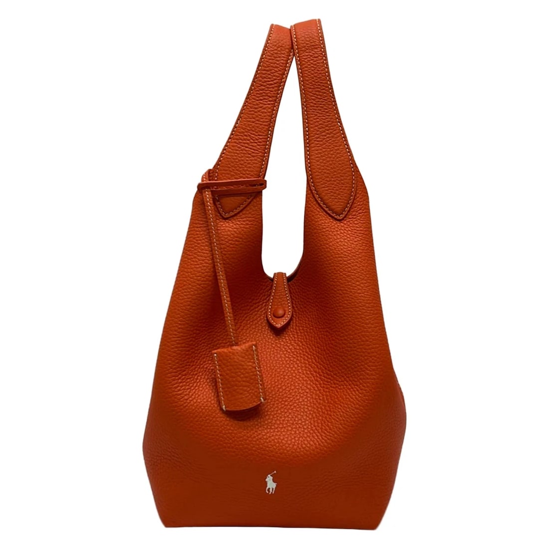 POLO BY RALPHLAUREN LEATHER TOTE SUNSET ORANGE LEATHER TOTE BAG (1 of 7)