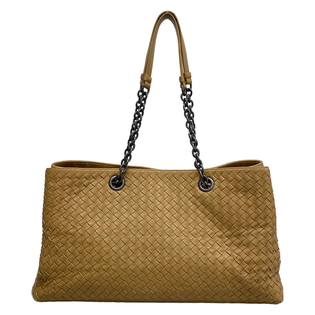 BOTTEGA VENETA INTRECCIATO LIGHT BROWN LEATHER TOTE BAG (1 of 9)