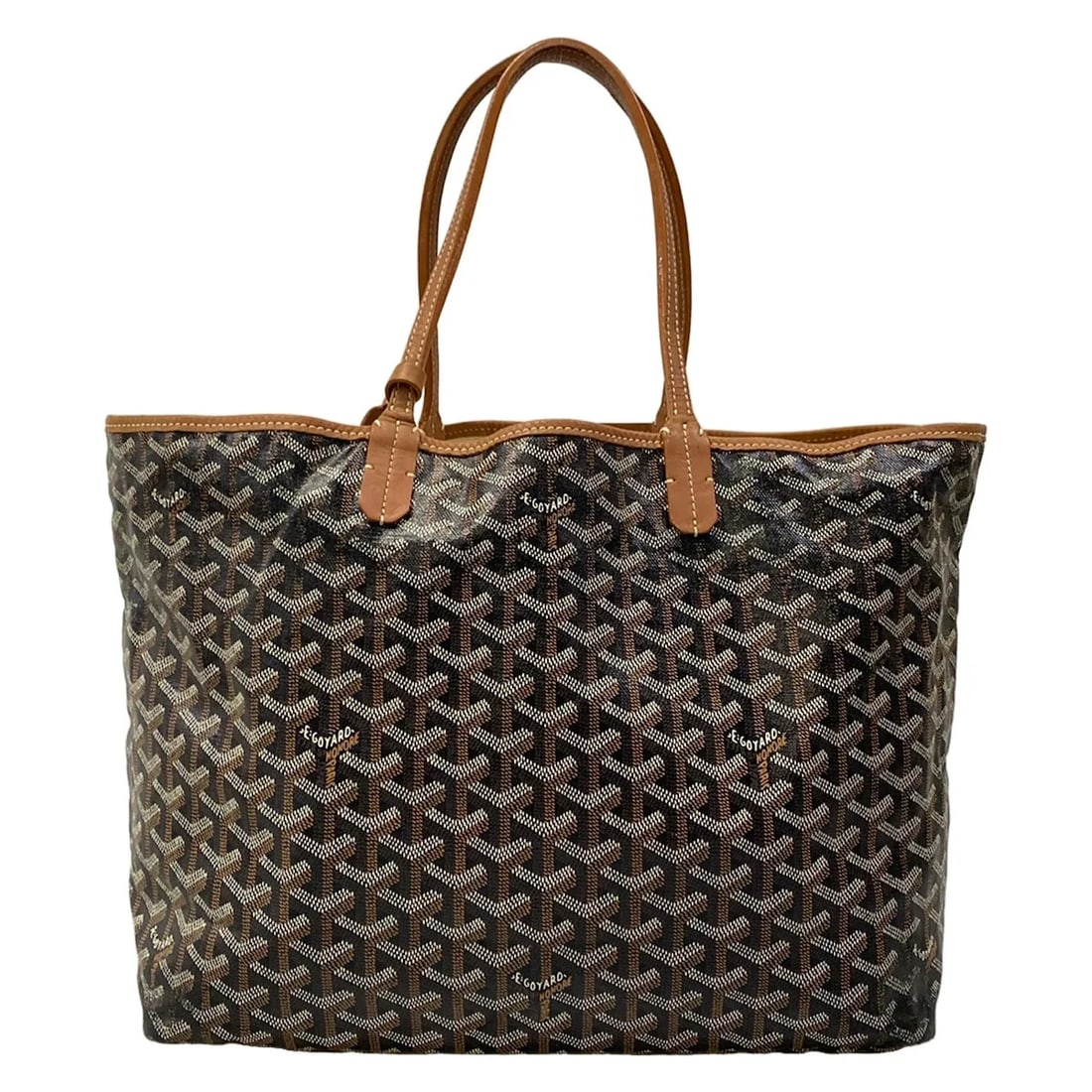 GOYARD SAINT LOUIS BROWN WHITE COATED CANVAS LEATHER TOTE BAG: GOYARD Saint Louis Brown White Coated Canvas Leather Tote Bag Brand: GOYARD Type/Style: Tote Bag Material: Exterior Material Coated Canvas, Leather Color: Exterior Color Dark Brown, Brown, White