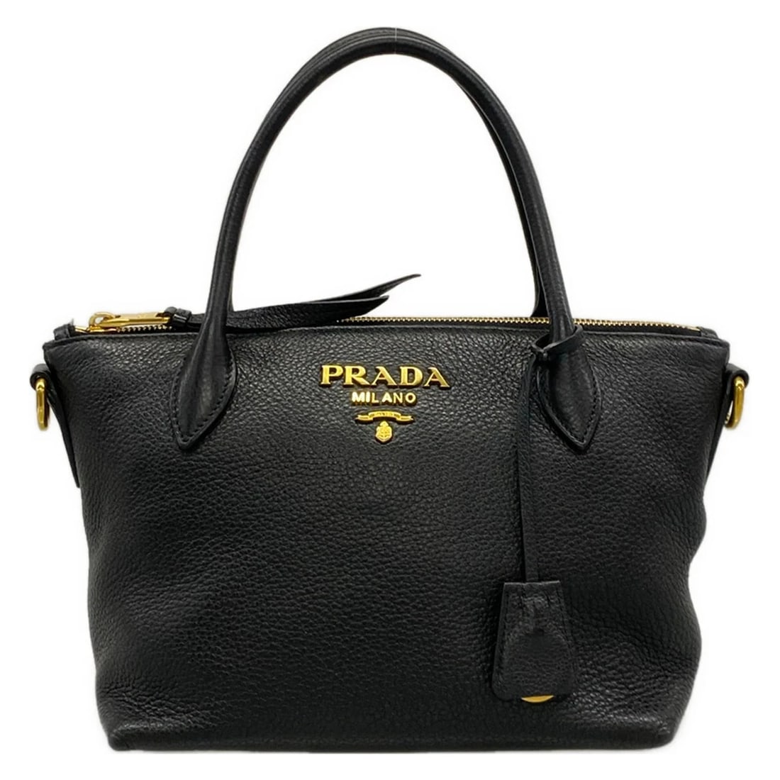 PRADA BLACK LEATHER HANDBAG (1 of 9)
