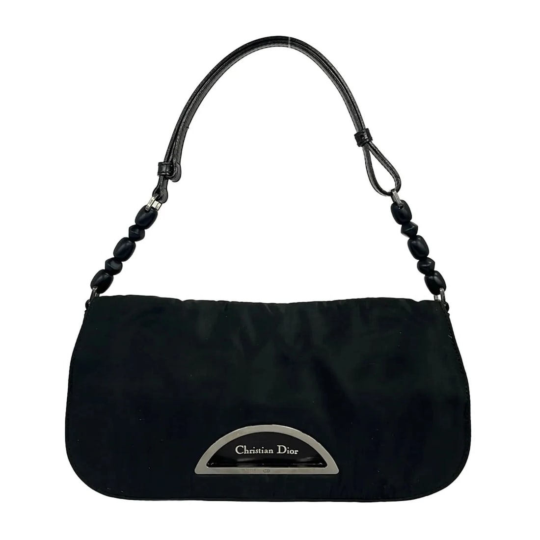 DIOR/CHRISTIANDIOR MARIS PEARL BLACK NYLON LEATHER SHOULDER BAG: DIOR/ChristianDior Maris Pearl Black Nylon Leather Shoulder Bag Brand: DIOR/ChristianDior Type/Style: Shoulder Bag Material: Exterior Material Nylon, Leather Color: Exterior Color Black Size: Height :