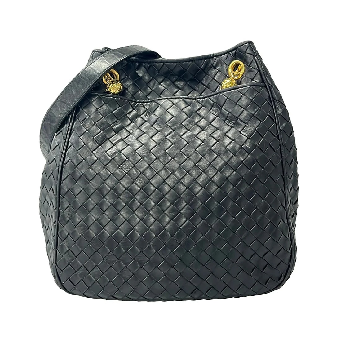 BOTTEGA VENETA INTRECCIATO BLACK LEATHER SHOULDER BAG: BOTTEGA VENETA Intrecciato Black Leather Shoulder Bag Brand: BOTTEGA VENETA Type/Style: Shoulder Bag Material: Exterior Material Leather Color: Exterior Color Black Size: Height : 9.84 inch (25 cm)