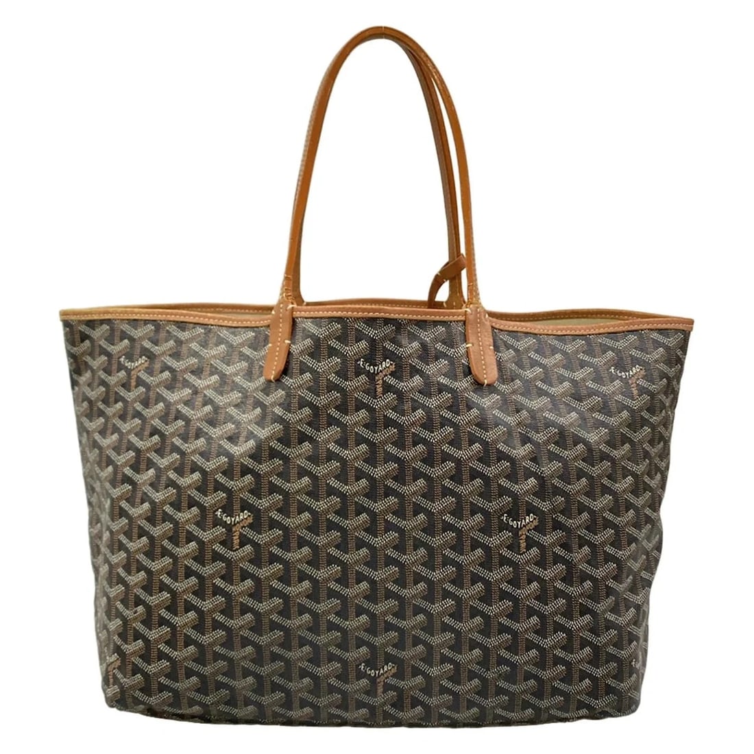 GOYARD SAINT LOUIS PM BLACK BROWN COATED CANVAS LEATHER TOTE BAG: GOYARD Saint Louis PM Black Brown Coated Canvas Leather Tote Bag Brand: GOYARD Type/Style: Tote Bag Material: Exterior Material Coated Canvas, Leather Color: Exterior Color Black, Brown Size: Height :