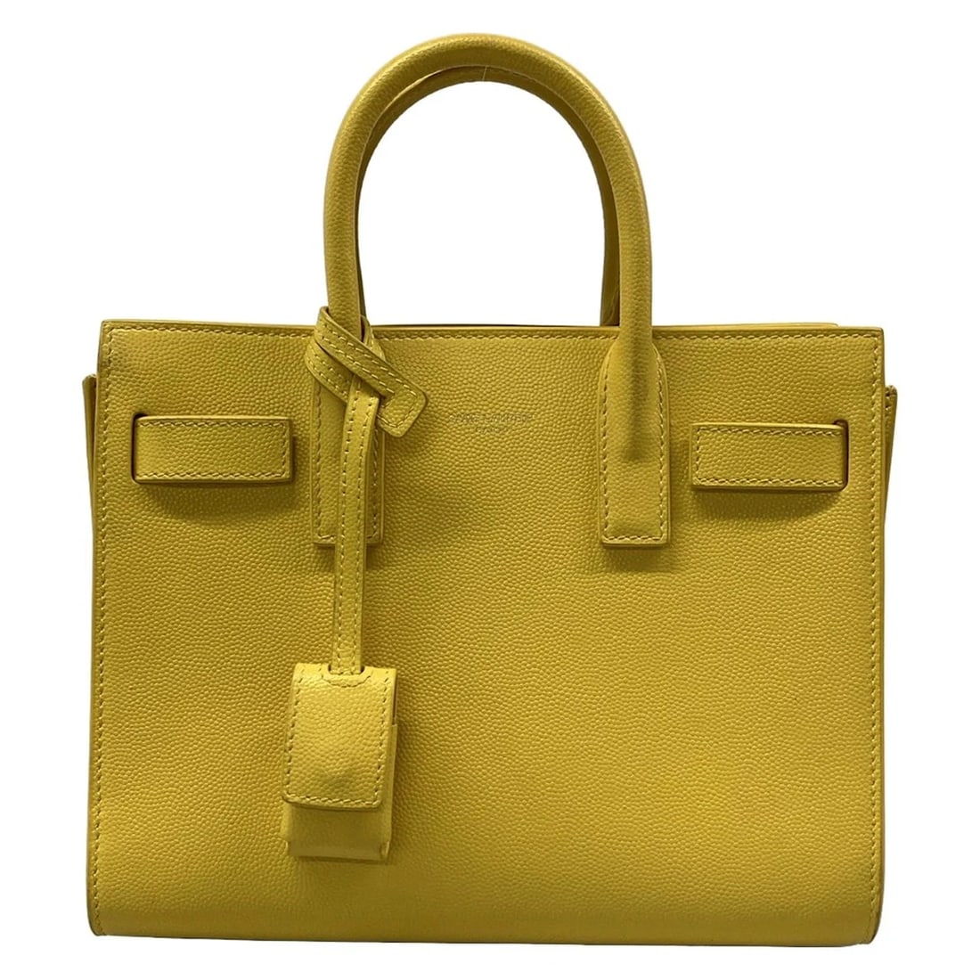SAINT LAURENT PARIS SUCKED JULES NANO YELLOW LEATHER TOTE BAG: SAINT LAURENT PARIS Sucked Jules Nano Yellow Leather Tote Bag Brand: SAINT LAURENT PARIS Type/Style: Tote Bag Material: Exterior Material Leather Color: Exterior Color Yellow Size: Height : 7.09 inch
