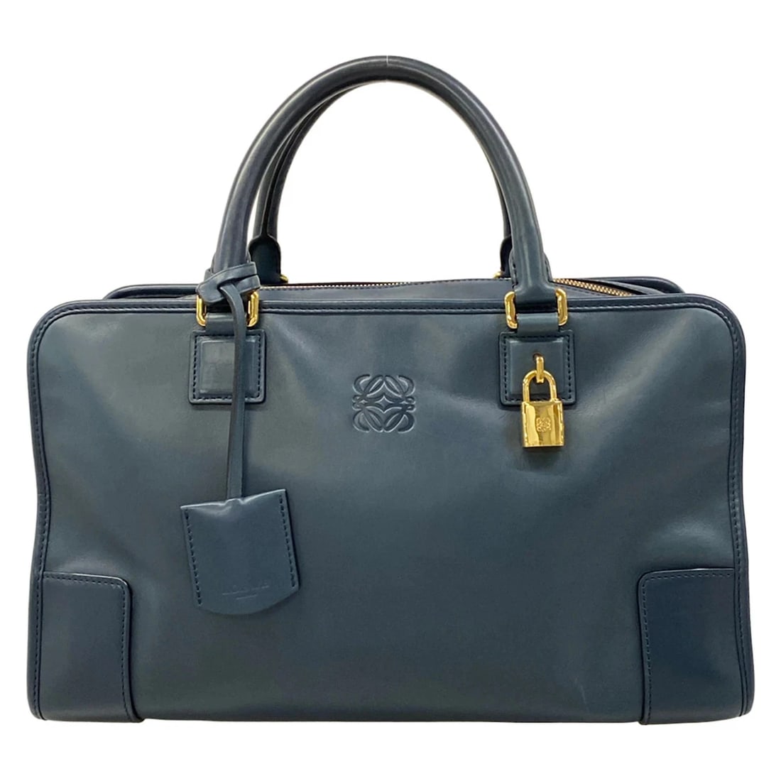 LOEWE AMAZONA 36 BLUE LEATHER HANDBAG: LOEWE Amazona 36 Blue Leather Handbag Brand: LOEWE Type/Style: Handbag Material: Exterior Material Leather Color: Exterior Color Blue Size: Height : 8.66 inch (22 cm) Width : 14.17 inch (36 cm) Depth 