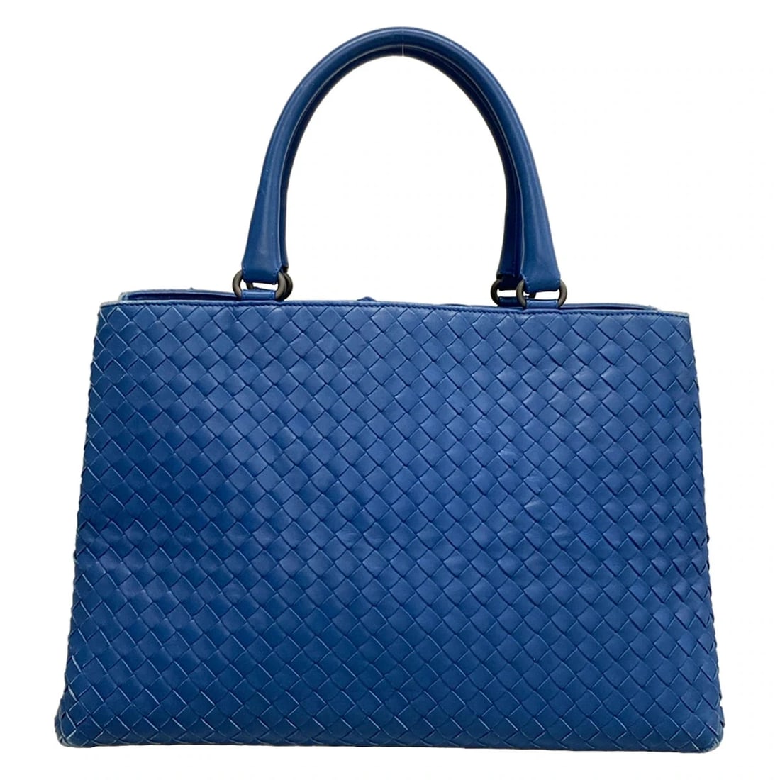 BOTTEGA VENETA INTRECCIATO BLUE LEATHER TOTE BAG (1 of 10)