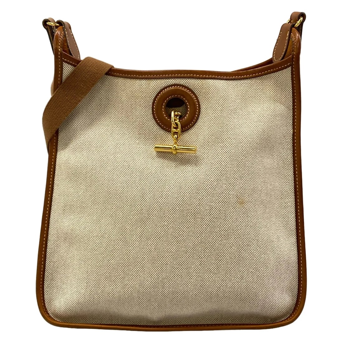 HERMES VESPA BEIGE BROWN TOILE H LEATHER SQUARE B SHOULDER BAG: HERMES Vespa Beige Brown Toile H Leather Square B Shoulder Bag Brand: HERMES Type/Style: Shoulder Bag Material: Exterior Material Toile H, Leather Color: Exterior Color Beige, Brown Size: Height : 11.