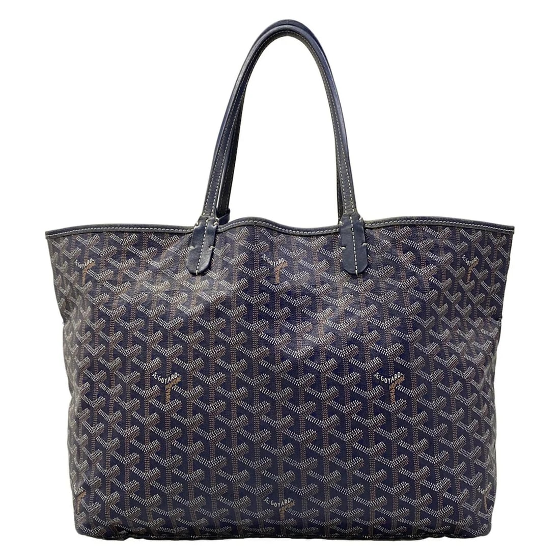 GOYARD SAINT LOUIS PM NAVY COATED CANVAS LEATHER TOTE BAG (1 of 10)