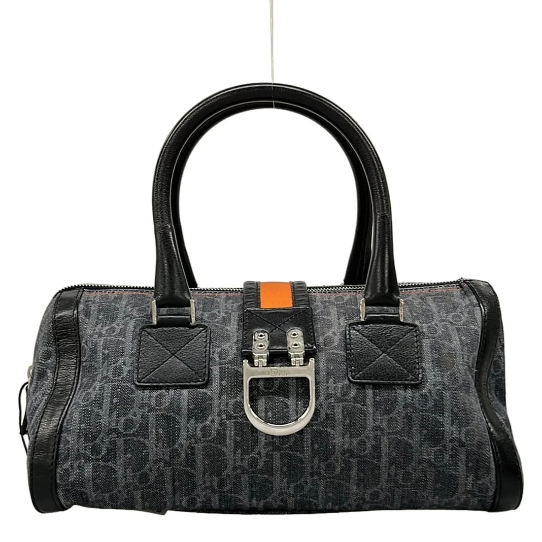 DIOR/CHRISTIANDIOR FLIGHT NAVY DARK NAVY ORANGE DENIM LEATHER HANDBAG: DIOR/ChristianDior Flight Navy Dark Navy Orange Denim Leather Handbag Brand: DIOR/ChristianDior Type/Style: Handbag Material: Exterior Material Denim, Leather Color: Exterior Color Navy, Dark Navy, Or