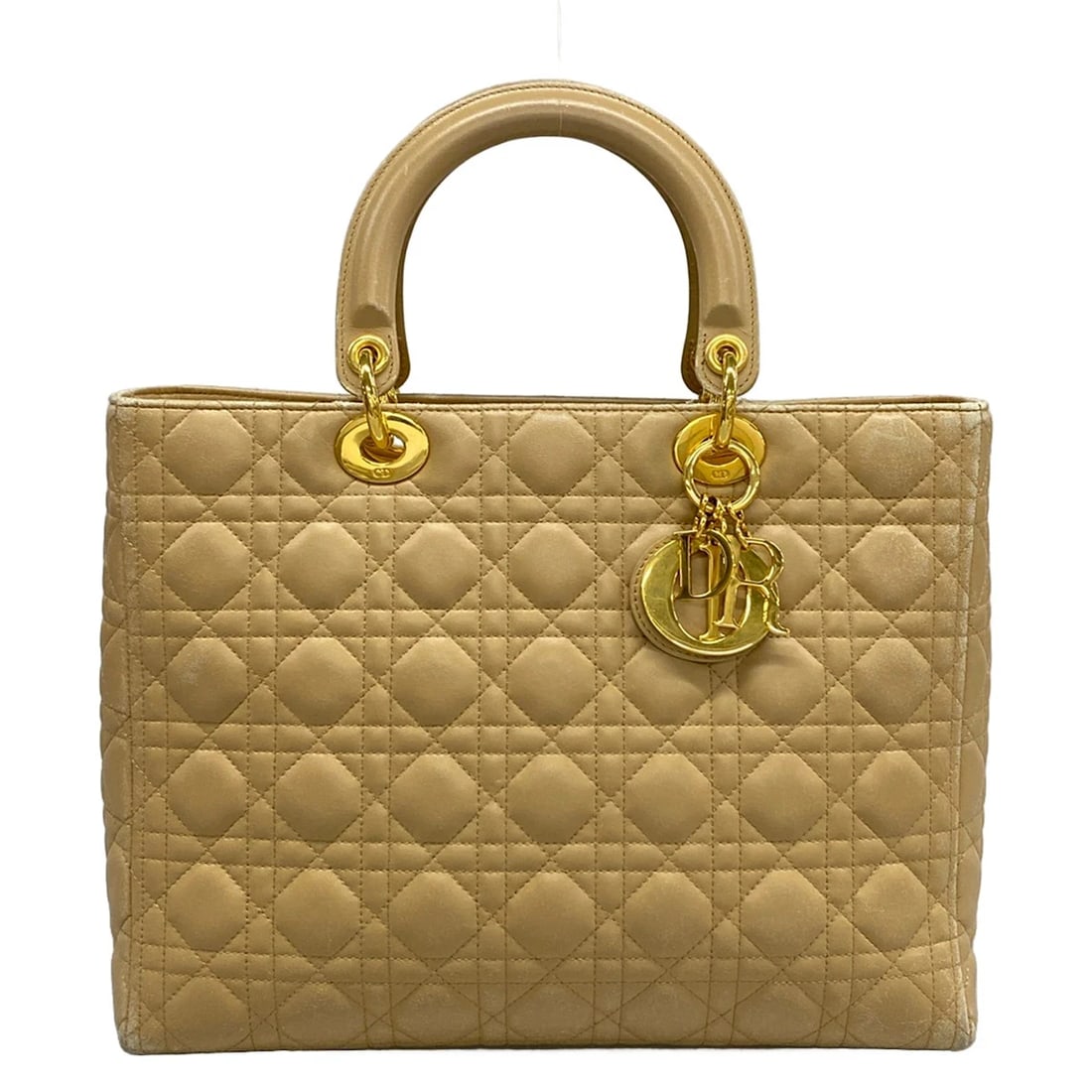 DIOR/CHRISTIANDIOR LADY DIOR LARGE BAG BEIGE LAMBSKIN HANDBAG: DIOR/ChristianDior Lady Dior Large Bag Beige Lambskin Handbag Brand: DIOR/ChristianDior Type/Style: Handbag Material: Exterior Material Lambskin Color: Exterior Color Beige Size: Height : 9.84 inch (2