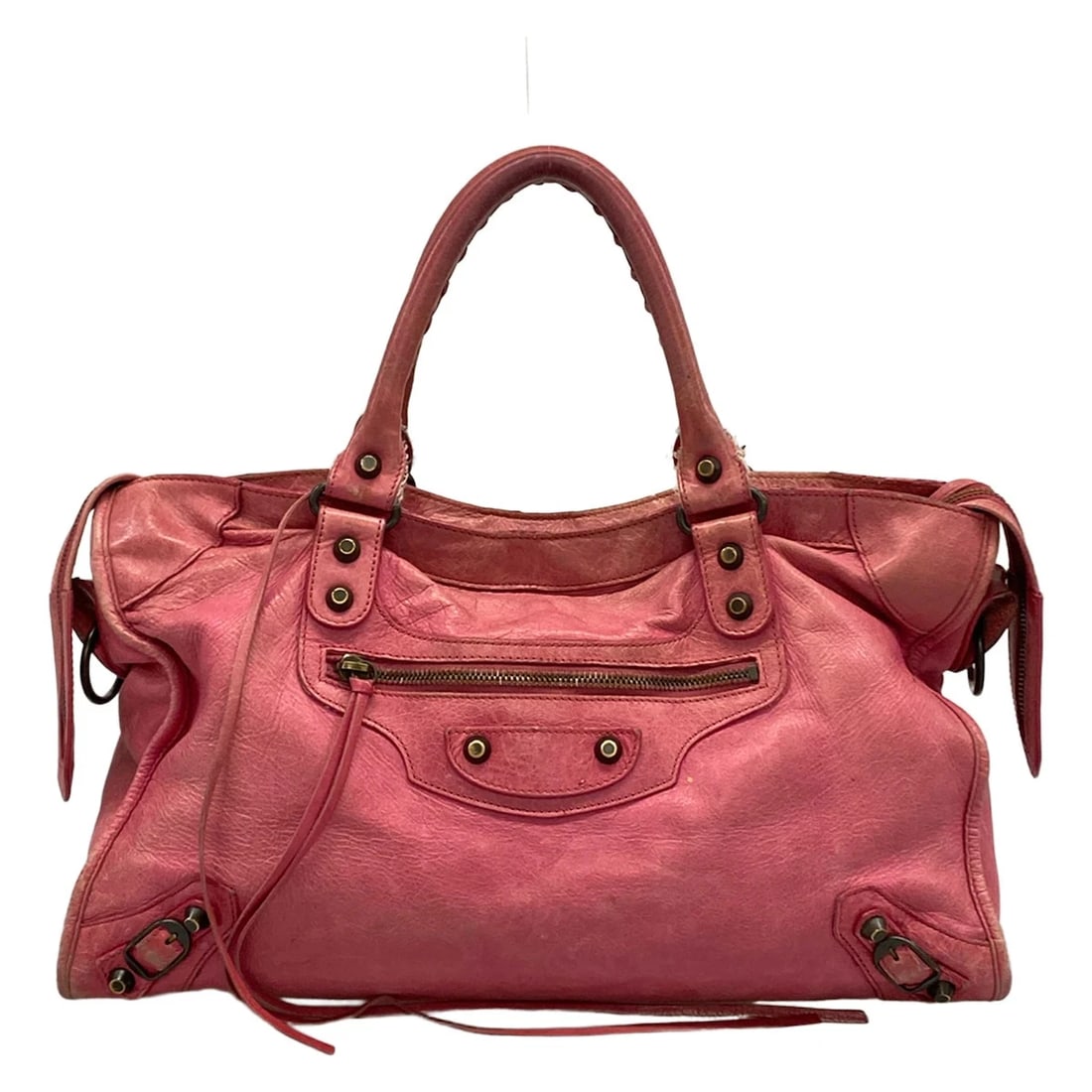 BALENCIAGA PINK LEATHER HANDBAG: BALENCIAGA Pink Leather Handbag Brand: BALENCIAGA Type/Style: Handbag Material: Exterior Material Leather Color: Exterior Color Pink Size: Height : 9.45 inch (24 cm) Width : 14.76 inch (37.5 cm) Depth