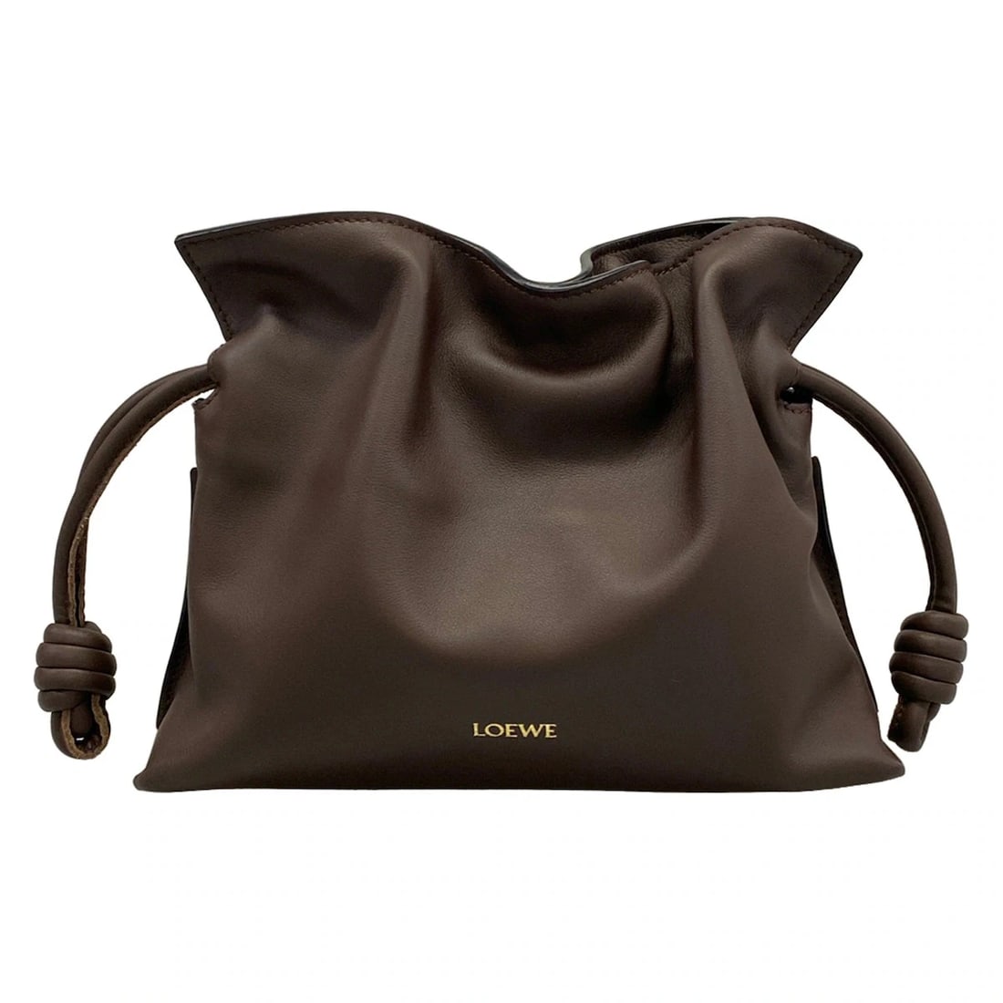 LOEWE FLAMENCO CLUTCH MINIDARK BROWN NAPPA CALF CLUTCH BAG: LOEWE Flamenco Clutch MiniDark Brown Nappa Calf Clutch Bag Brand: LOEWE Type/Style: Clutch Bag Material: Exterior Material Nappa Calf Color: Exterior Color Dark Brown Size: Height : 7.09 inch (18 cm) 