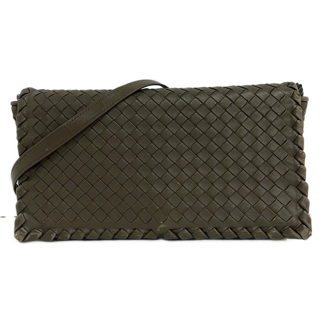 BOTTEGA VENETA INTRECCIATO DARK GRAY LEATHER SHOULDER BAG (1 of 7)