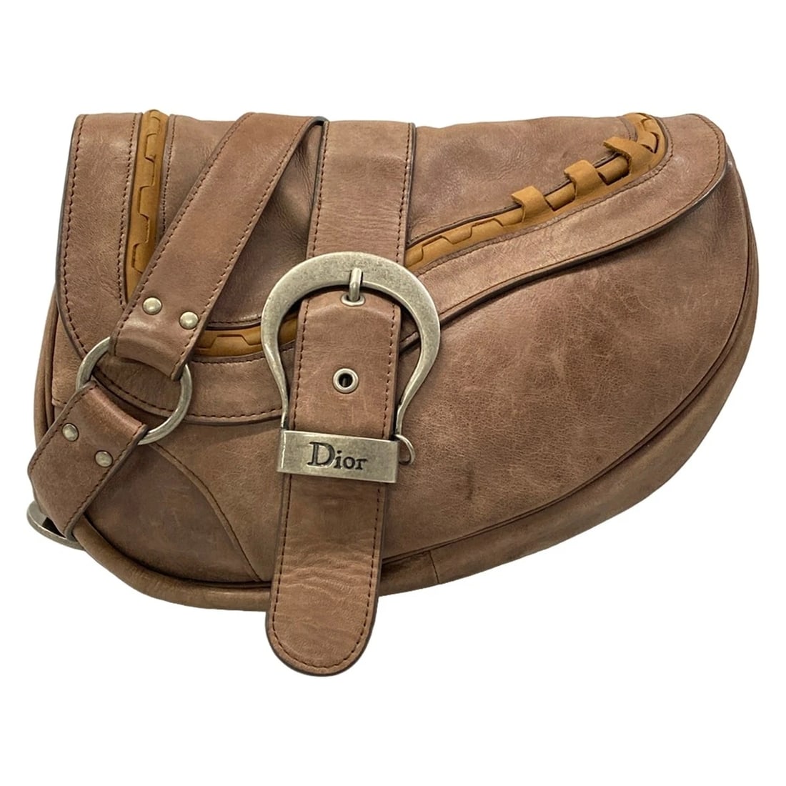 DIOR/CHRISTIANDIOR LIGHT BROWN LEATHER SHOULDER BAG (1 of 8)