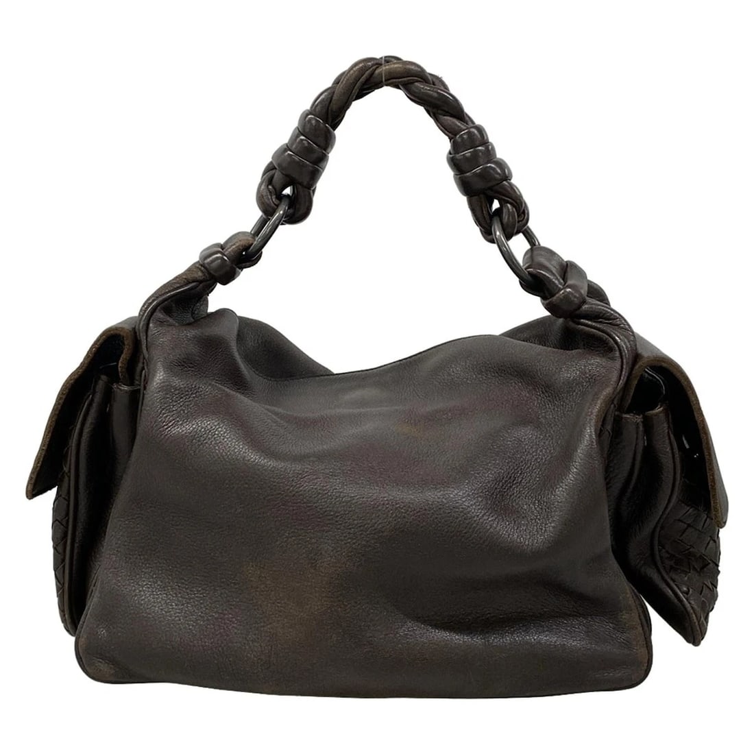BOTTEGA VENETA COCKER 144413 DARK BROWN LEATHER SHOULDER BAG (1 of 11)