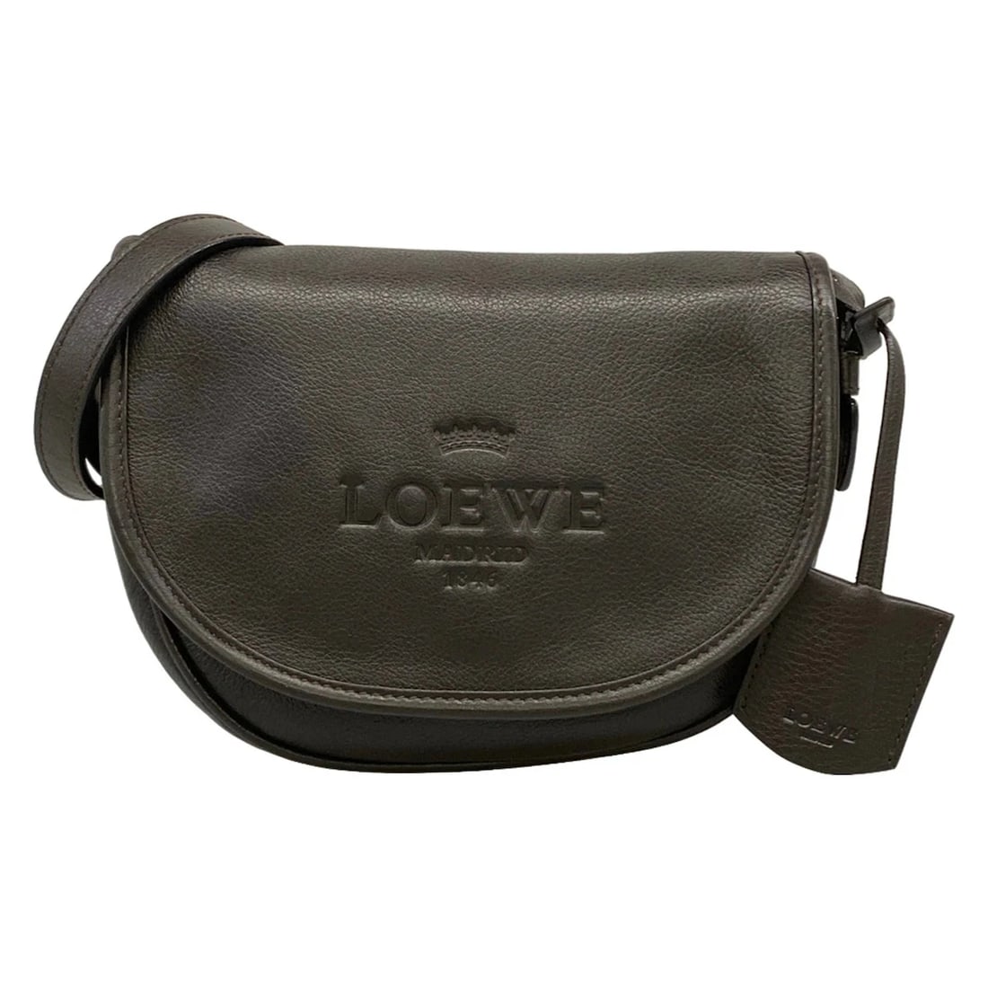 LOEWE HERITAGE DARK BROWN LEATHER SHOULDER BAG: LOEWE Heritage Dark Brown Leather Shoulder Bag Brand: LOEWE Type/Style: Shoulder Bag Material: Exterior Material Leather Color: Exterior Color Dark Brown Size: Height : 6.3 inch (16 cm) Width : 8.66 i