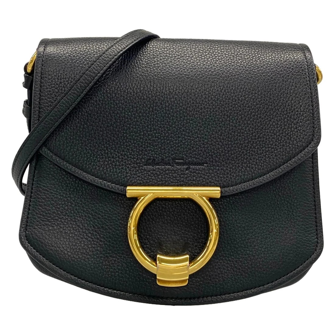 SALVATORE FERRAGAMO MARGOT BLACK LEATHERSHOULDER BAG (1 of 10)