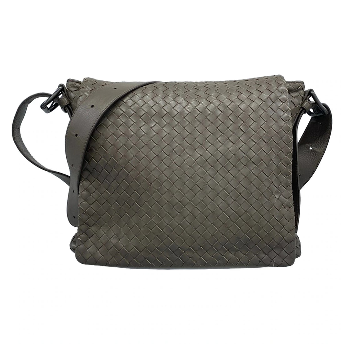 BOTTEGA VENETA INTRECCIATOGRAY-BEIGE LEATHER SHOULDER BAG (1 of 11)