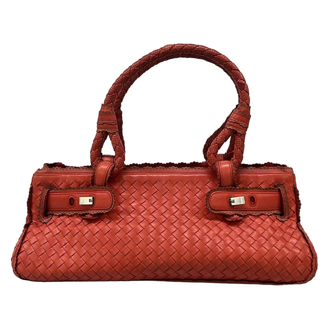 BOTTEGA VENETA INTRECCIATORED LEATHER TOTE BAG: BOTTEGA VENETA IntrecciatoRed Leather Tote Bag Brand: BOTTEGA VENETA Type/Style: Tote Bag Material: Exterior Material Leather Color: Exterior Color Red Size: Height : 5.91 inch (15 cm) Width : 14.17