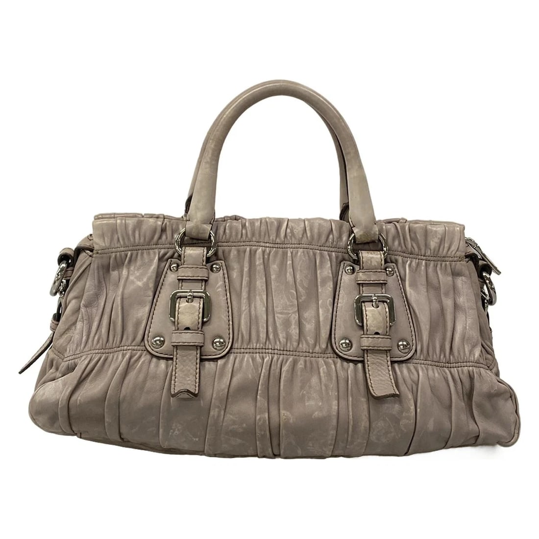 PRADA GRAY LEATHER HANDBAG - 3