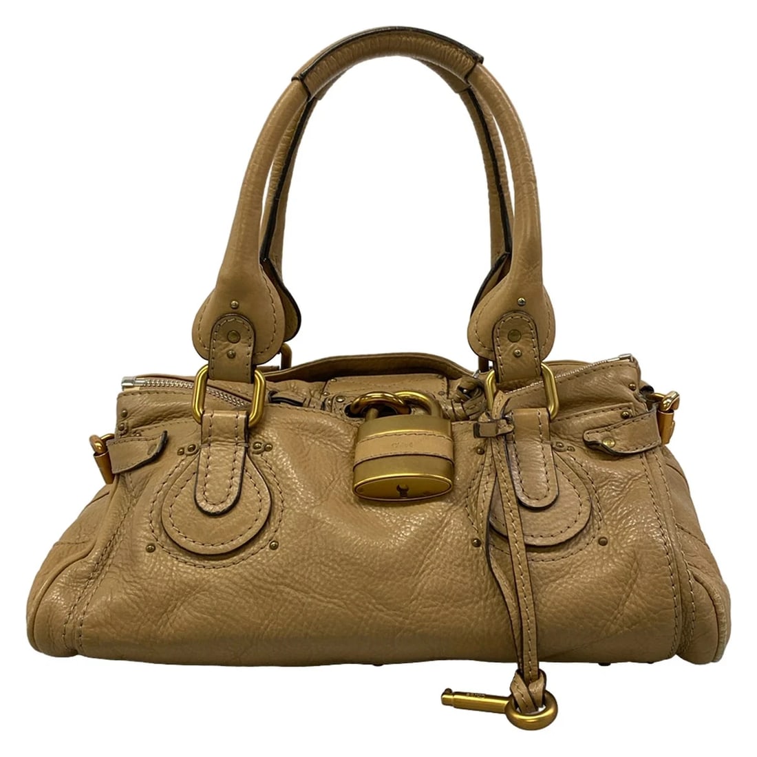 CHLOE PADDINGTON LIGHT BROWN LEATHERHANDBAG: Chloe Paddington Light Brown LeatherHandbag Brand: Chloe Type/Style: Handbag Material: Exterior Material Leather Color: Exterior Color Light Brown Size: Height : 7.87 inch (20 cm) Width : 14.17 inch