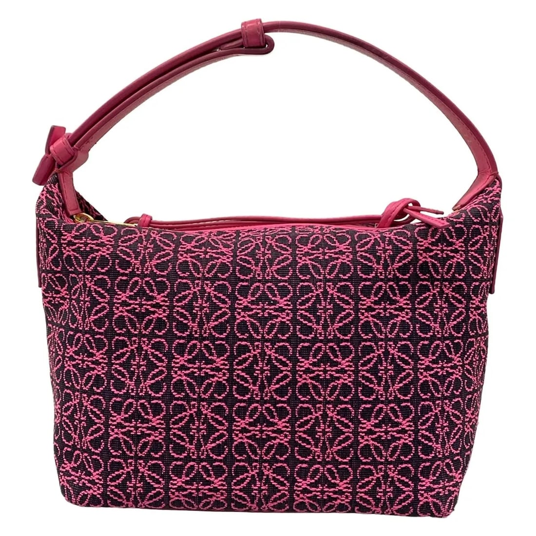 LOEWE CUBI BAG SMALL PINK BLACK JACQUARD LEATHER HANDBAG: LOEWE Cubi Bag Small Pink Black Jacquard Leather Handbag Brand: LOEWE Type/Style: Handbag Material: Exterior Material Jacquard, Leather Color: Exterior Color Pink, Black Size: Height : 5.91 inch (15