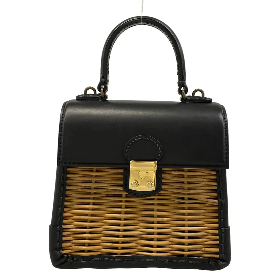 EBAGOS LIGHT BROWN BLACK RATTAN LEATHER HANDBAG: ebagos Light Brown Black Rattan Leather Handbag Brand: ebagos Type/Style: Handbag Material: Exterior Material Rattan, Leather Color: Exterior Color Light Brown, Black Size: Height : 7.67 inch(19.5 cm)