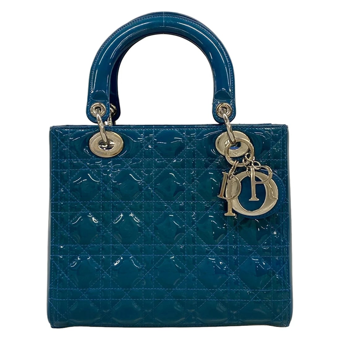 DIOR/CHRISTIAN MEDIUM BAG BLUE PATENT LEATHER HANDBAG: DIOR/Christian Medium Bag Blue Patent Leather Handbag Brand: DIOR/ChristianDior Type/Style: Handbag Material: Exterior Material Patent Leather Color: Exterior Color Blue Size: Height : 8.27 inch (21
