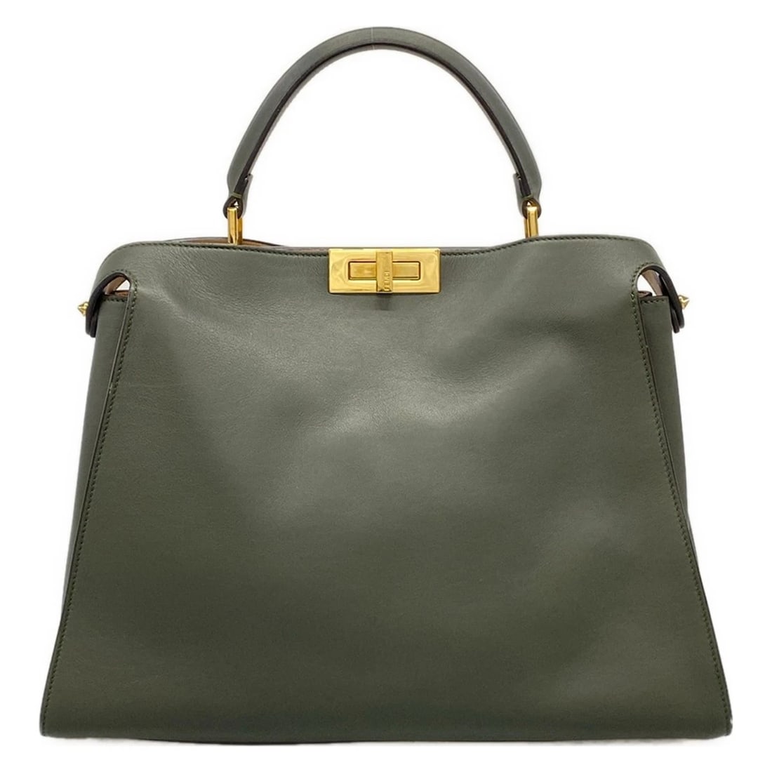FENDI PEEKABOO ESSENTIAL KHAKI LEATHERHANDBAG: FENDI Peekaboo Essential Khaki LeatherHandbag Brand: FENDI Type/Style: Handbag Material: Exterior Material Leather Color: Exterior Color Khaki Size: Height : 11.22 inch (28.5 cm) Width : 12.6 inch (32