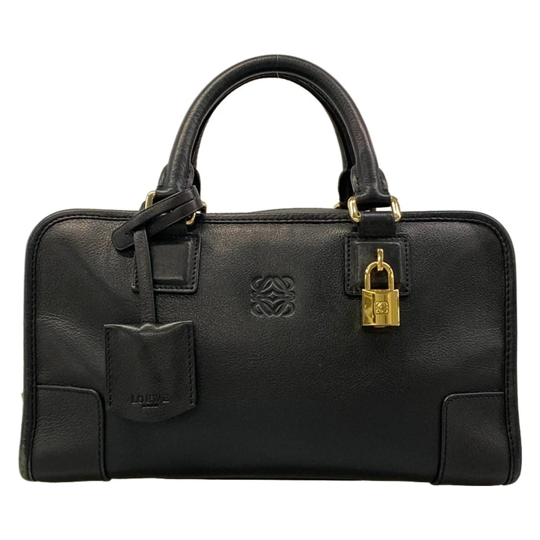 LOEWE AMAZONA 28 BLACK LEATHER HANDBAG: LOEWE Amazona 28 Black Leather Handbag Brand: LOEWE Type/Style: Handbag Material: Exterior Material Leather Color: Exterior Color Black Size: Height : 6.3 inch (16 cm) Width : 11.42 inch (29 cm) Depth