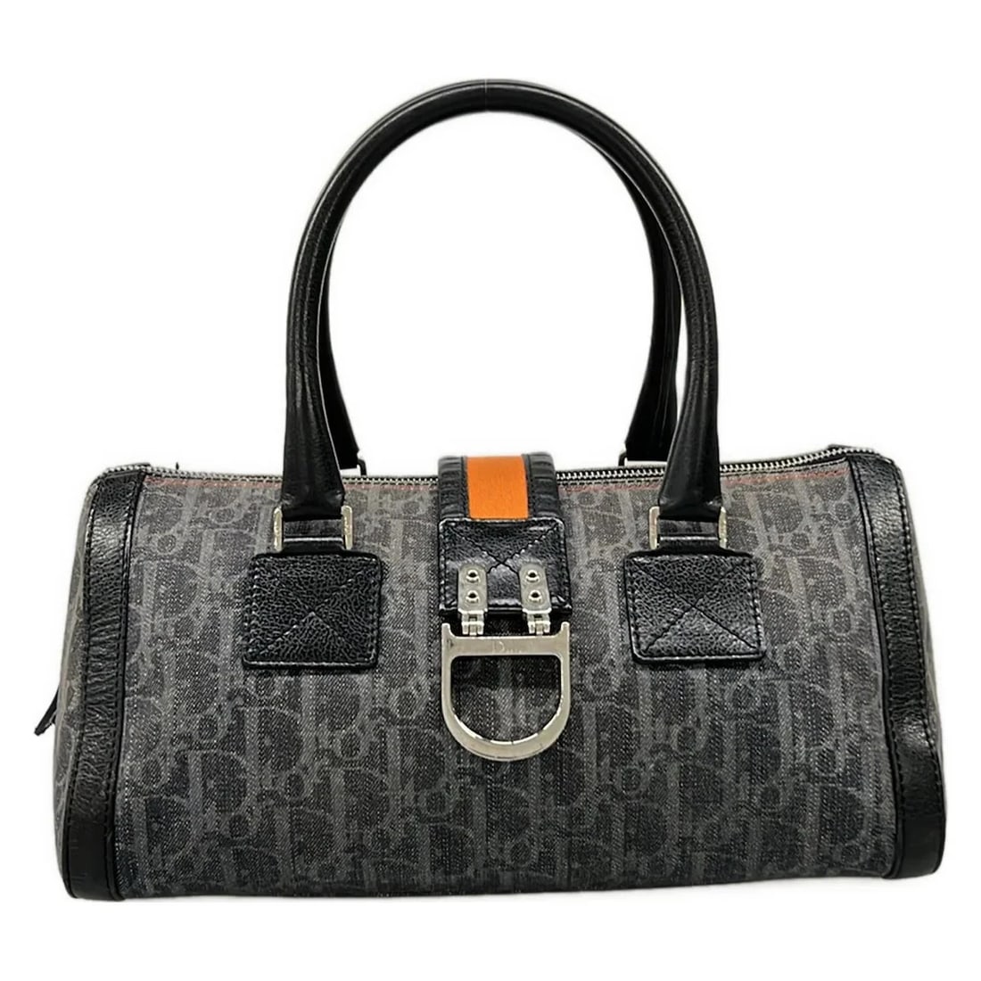 DIOR/CHRISTIAN NAVY BLACK ORANGE DENIM JACQUARD LEATHER (1 of 10)