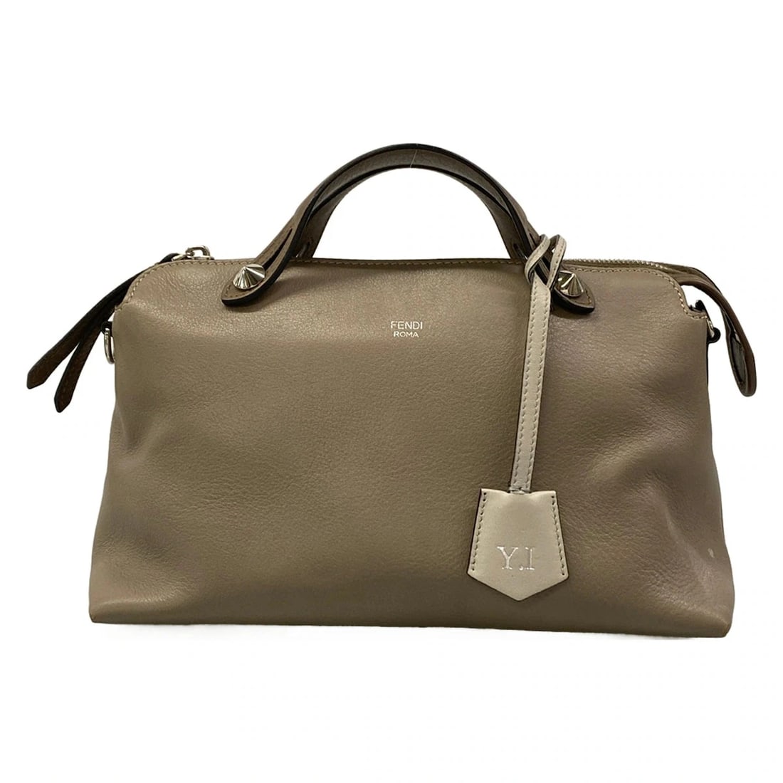 FENDI BY THE WAY GRAY BEIGE LEATHER HANDBAG (1 of 9)