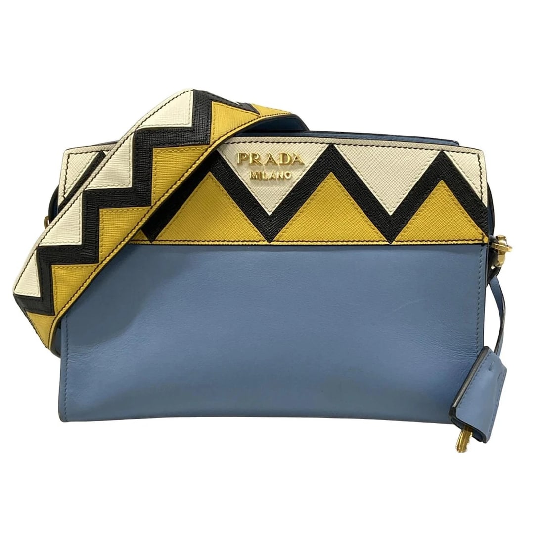 PRADA ESPLANADE LIGHT BLUE YELLOW SHOULDER BAG (1 of 10)