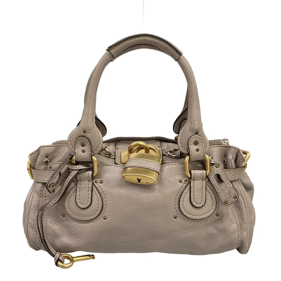 CHLOE PADDINGTON GRAY-BEIGE LEATHER HANDBAG: Chloe Paddington Gray-Beige Leather Handbag Brand: Chloe Type/Style: Handbag Material: Exterior Material Leather Color: Exterior Color Gray-Beige Size: Height : 9.06 inch (23 cm) Width : 14.17 inch (3