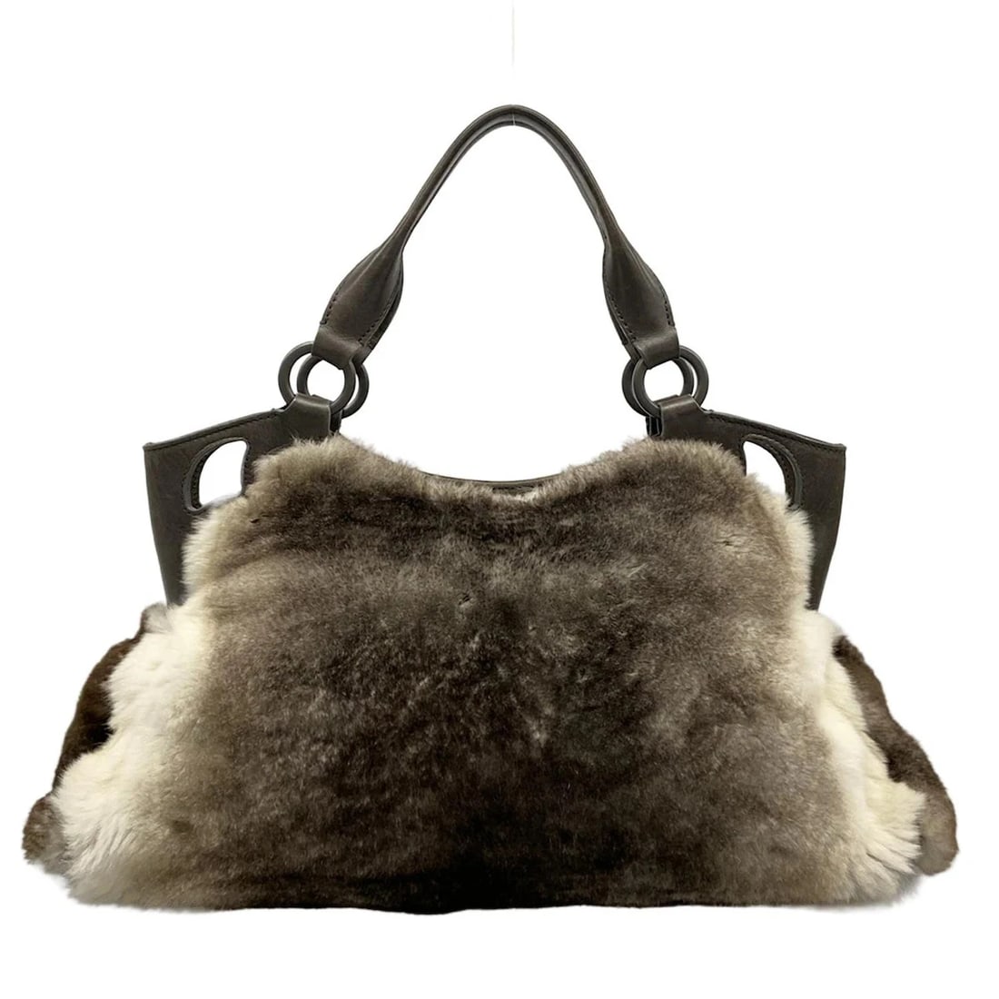 CARTIER MARCELLO DARK BROWN WHITE FUR LEATHER HANDBAG: Cartier Marcello Dark Brown White Fur Leather Handbag Brand: Cartier Type/Style: Handbag Material: Exterior Material Fur, Leather Color: Exterior Color Dark Brown, White Size: Height : 8.27 inch (21 c
