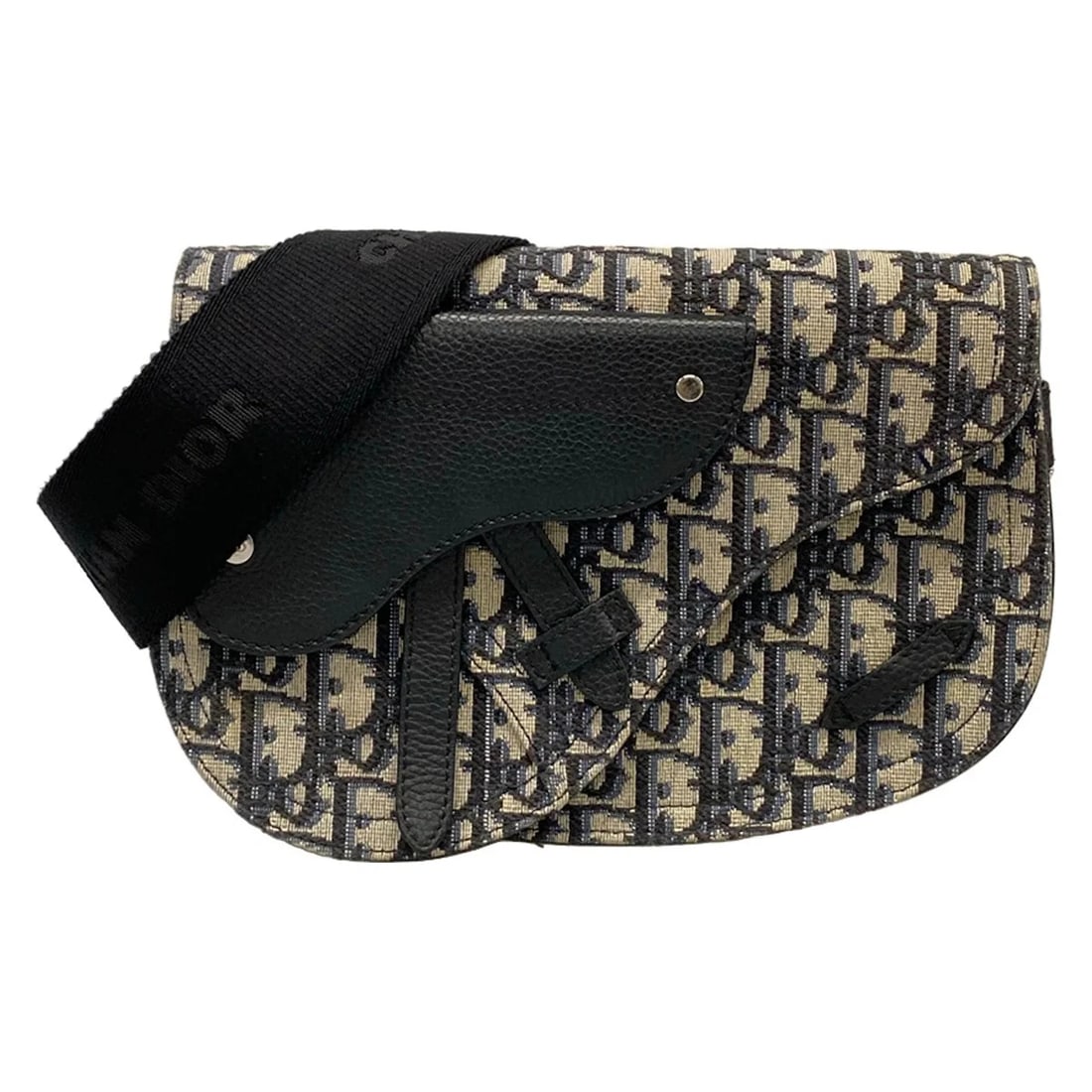 DIOR/CHRISTIANBEIGE NAVY BLACK JACQUARD LEATHER SHOULDER BAG: DIOR/ChristianBeige Navy Black Jacquard Leather Shoulder Bag Brand: DIOR/ChristianDior Type/Style: Shoulder Bag Material: Exterior Material Jacquard, Leather Color: Exterior Color Beige, Navy, Black S