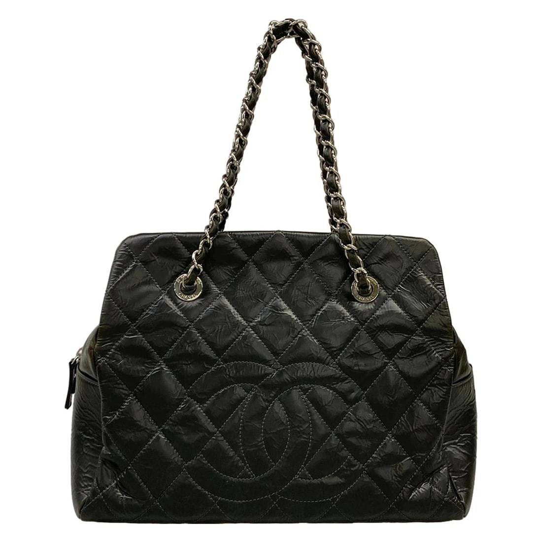 CHANEL MATELASSE BLACK CALF HANDBAG: CHANEL Matelasse Black Calf Handbag Brand: CHANEL Type/Style: Handbag Material: Exterior Material Calf Color: Exterior Color Black Size: Height : 10.24 inch (26 cm) Width : 11.42 inch13.39 inch Depth 