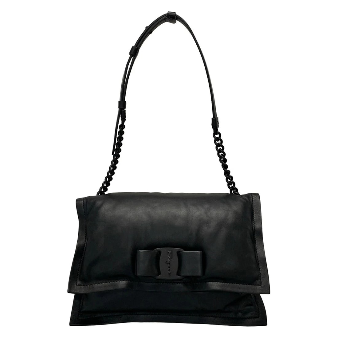 SALVATORE FERRAGAMO VIVAVO BLACK LEATHERSHOULDER BAG (1 of 9)