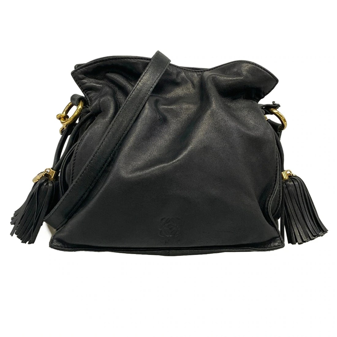 LOEWE FLAMENCOBLACK NAPPA LEATHER SHOULDER BAG: LOEWE FlamencoBlack Nappa Leather Shoulder Bag Brand: LOEWE Type/Style: Shoulder Bag Material: Exterior Material Nappa Leather Color: Exterior Color Black Size: Height : 8.27 inch (21 cm) Width : 8.66