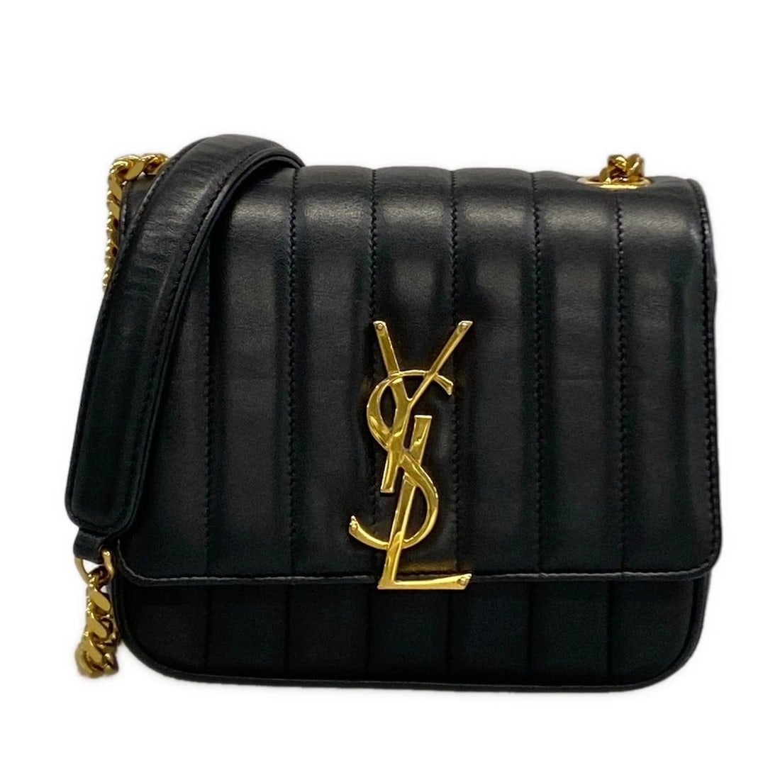 SAINT LAURENT PARIS VICKY SMALL BLACK LEATHER SHOULDER BAG (1 of 11)
