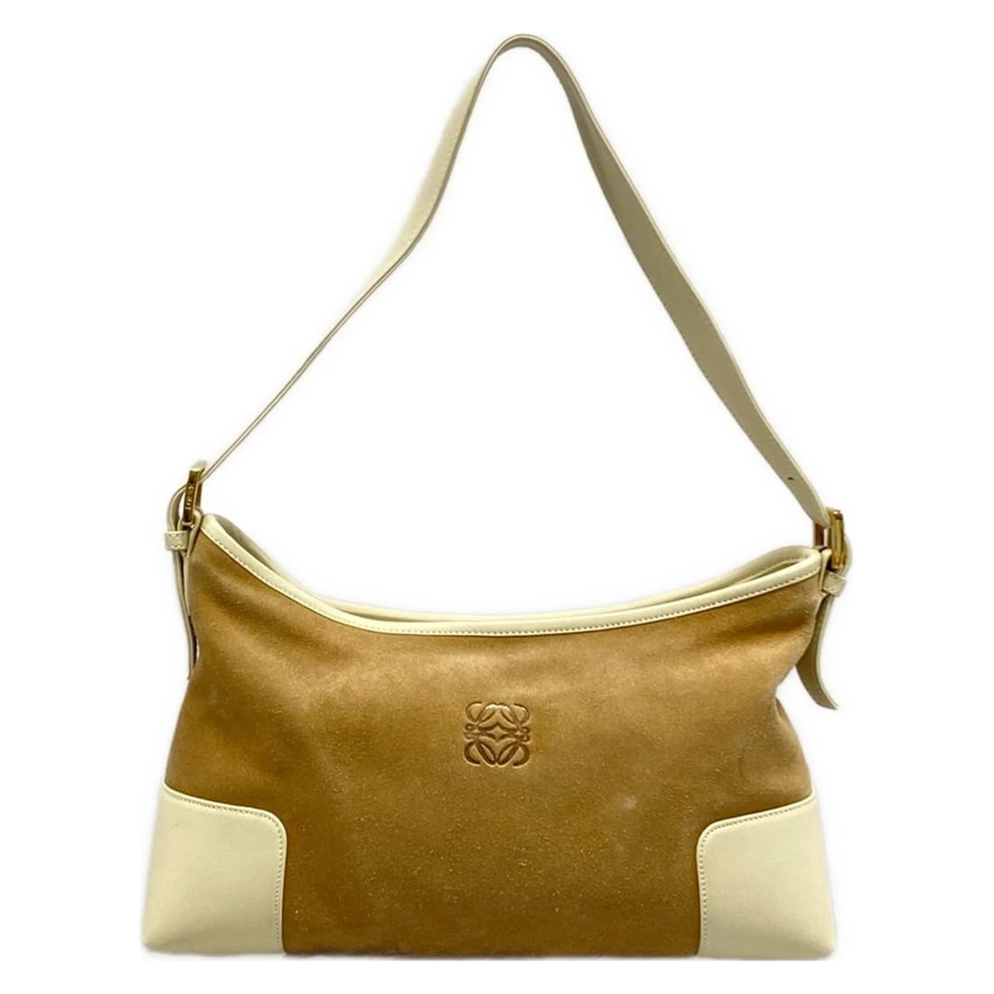 LOEWEBEIGE CREAM SUEDE LEATHER SHOULDER BAG (1 of 10)