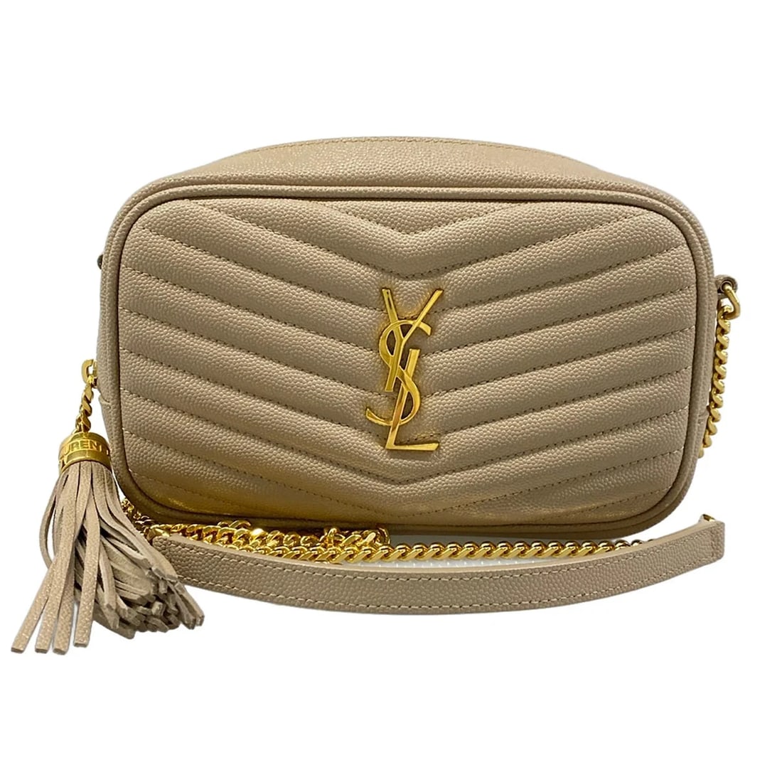 SAINT LAURENT PARIS LOU MINI BAG BEIGE LEATHERSHOULDER BAG (1 of 9)
