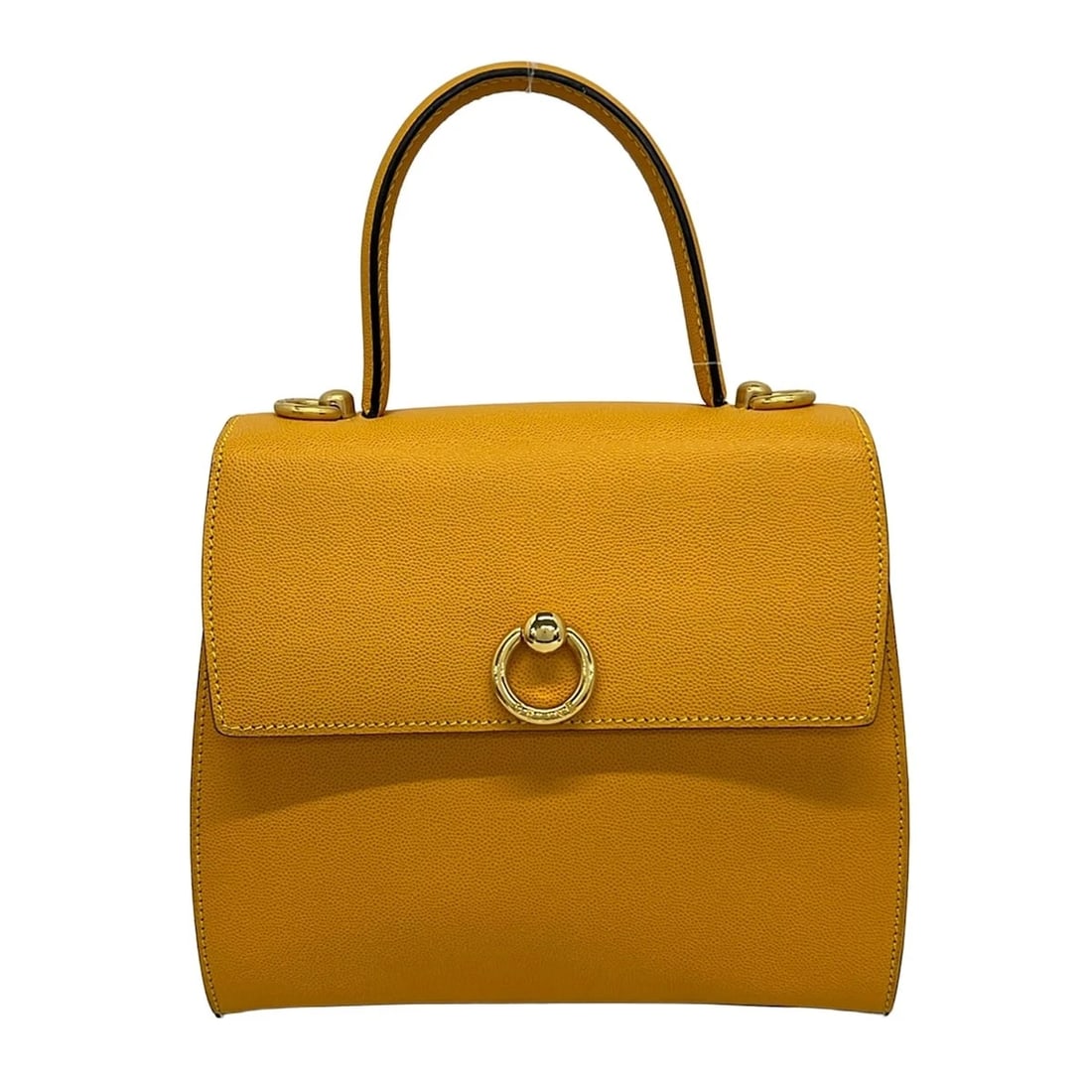 CELINE GANCINI YELLOW LEATHER HANDBAG: CELINE Gancini Yellow Leather Handbag Brand: CELINE Type/Style: Handbag Material: Exterior Material Leather Color: Exterior Color Yellow Size: Height : 8.27 inch (21 cm) Width : 8.46 inch (21.5 cm)9.2