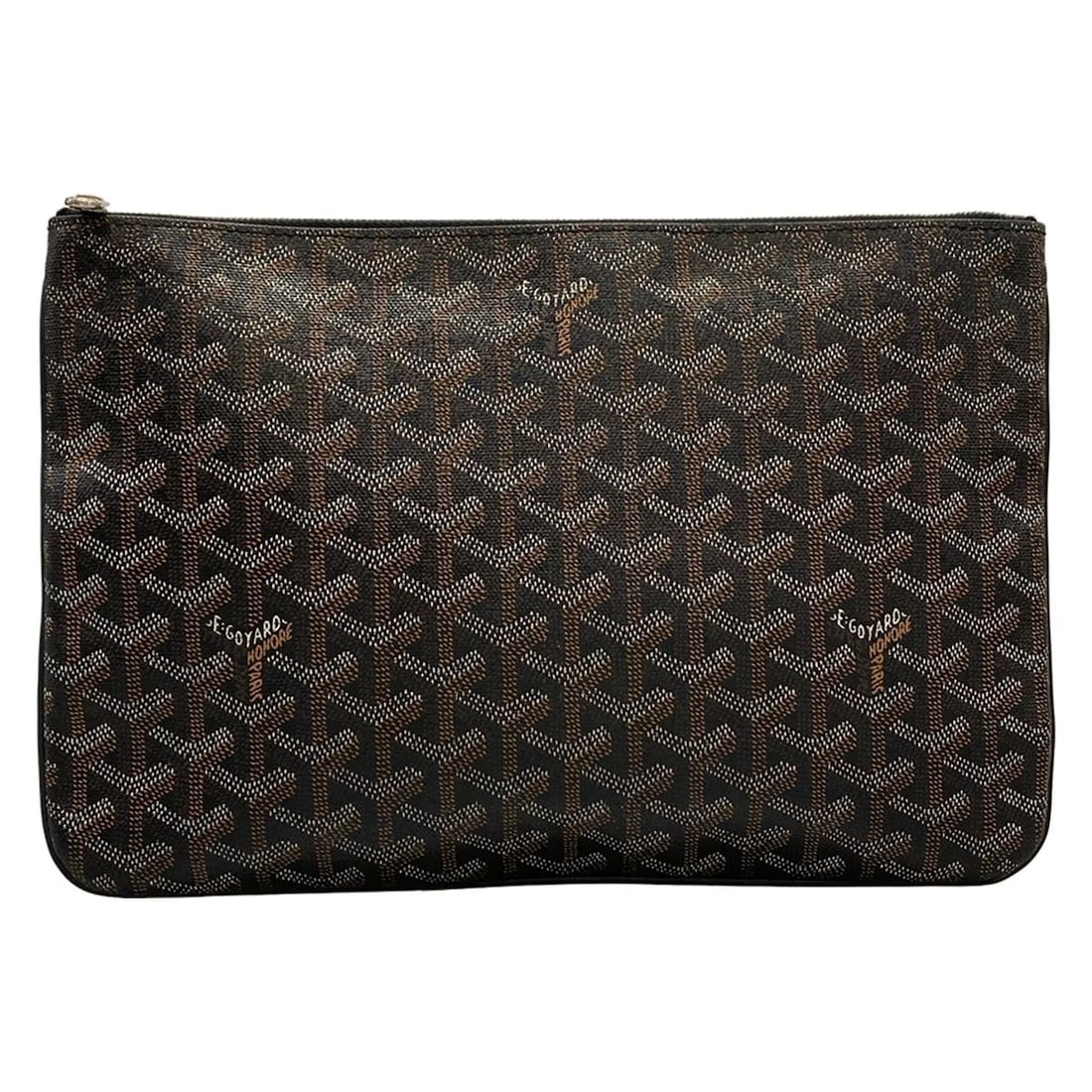 GOYARD SENAT MM BLACK COATED CANVAS CLUTCH BAG: GOYARD Senat MM Black Coated Canvas Clutch Bag Brand: GOYARD Type/Style: Clutch Bag Material: Exterior Material Coated Canvas Color: Exterior Color Black Size: Height : 7.87 inch (20 cm) Width :
