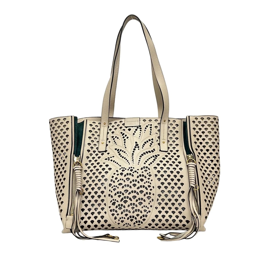 CHLOE MILOBEIGE BLUE GREEN LEATHER SUEDE TOTE BAG (1 of 9)